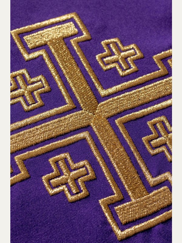 Stuła haftowana Krzyż Jerozolimski - kolory liturgiczne (46) 2