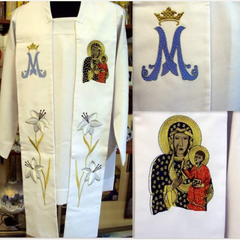 Stuła haftowana Matka Boża Częstochowska (M)