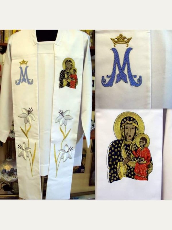 Stuła haftowana Matka Boża Częstochowska (M)