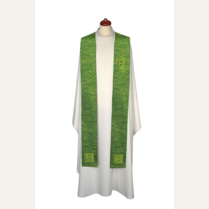 Stuła haftowana, zdobiona kamieniami - kolory liturgiczne (6)
