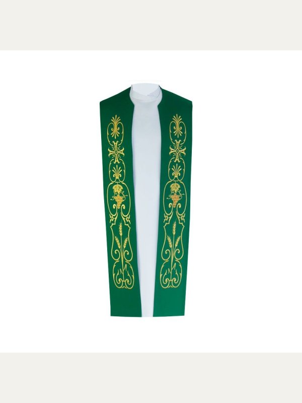 Stuła kapłańska bawełniana - złoty haft - kolory liturgiczne 2