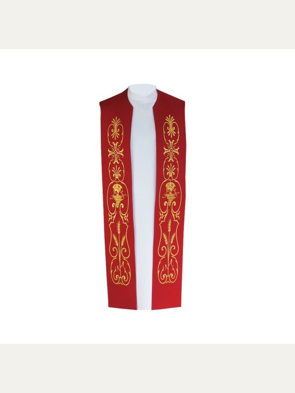 Stuła kapłańska bawełniana - złoty haft - kolory liturgiczne 3
