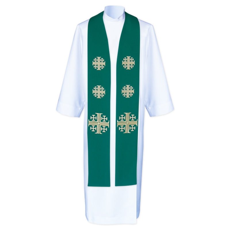 Stuła kapłańska do koncelebry - Krzyże Jerozolimskie (8)