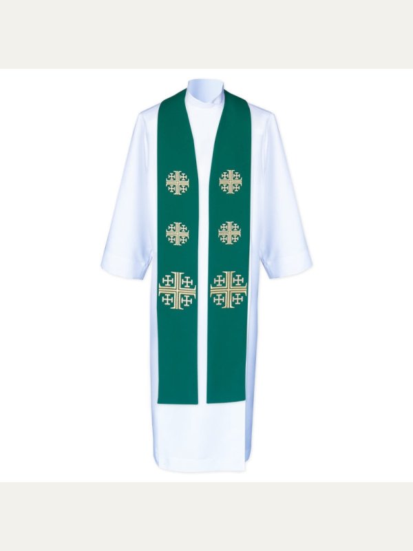 Stuła kapłańska do koncelebry - Krzyże Jerozolimskie (8)