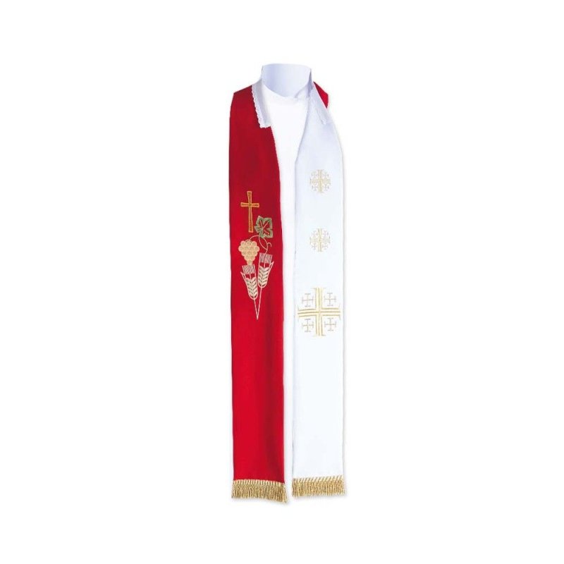 Stuła kapłańska dwustronna krzyż, kłosy (K6)