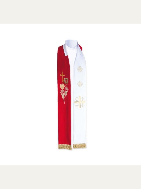 Stuła kapłańska dwustronna krzyż, kłosy (K6)
