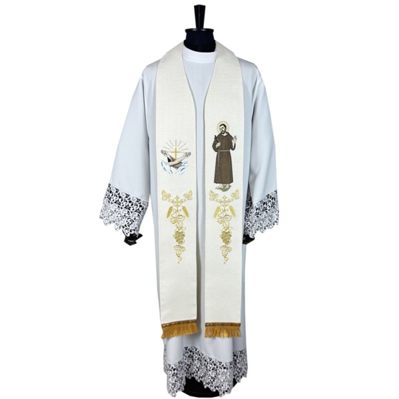 Stuła kapłańska haftowana - Święty Franciszek