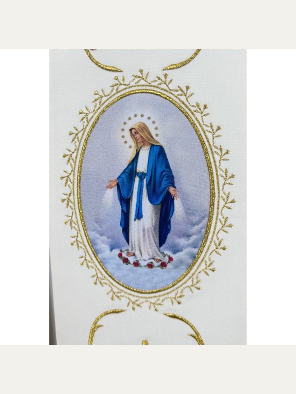 Stuła kapłańska MB Niepokalana - nadruk i haft liturgiczny 3