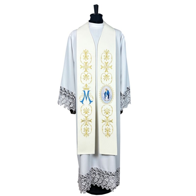 Stuła kapłańska MB Niepokalana - nadruk i haft liturgiczny
