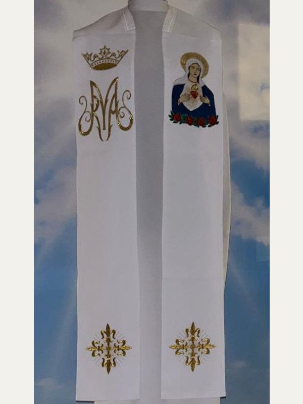 Stuła z wizerunkiem Serce Maryi + emblemat Maryjny 2