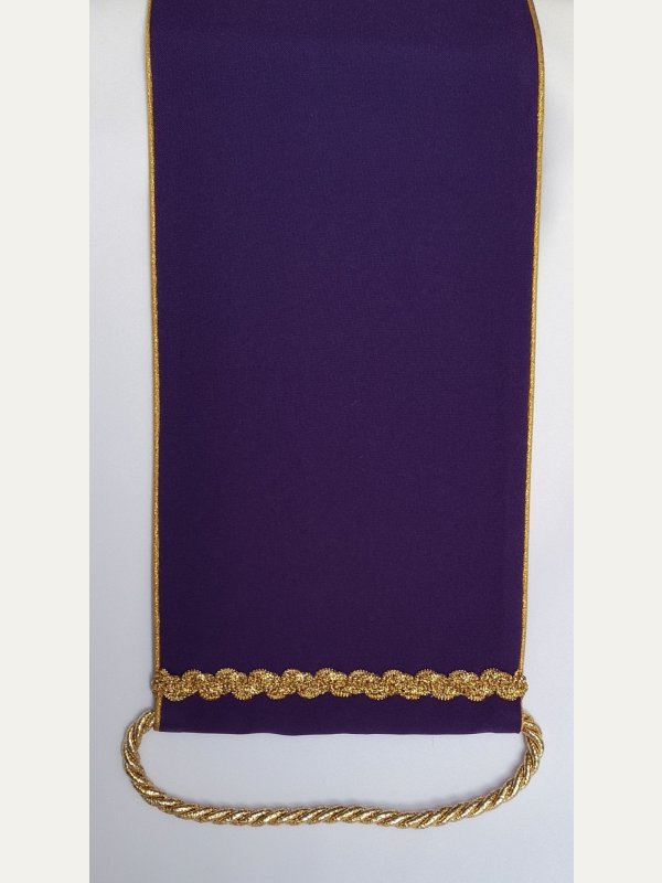 Szarfa do dzwonka liturgicznego fioletowa IHS – haft eucharystyczny 7