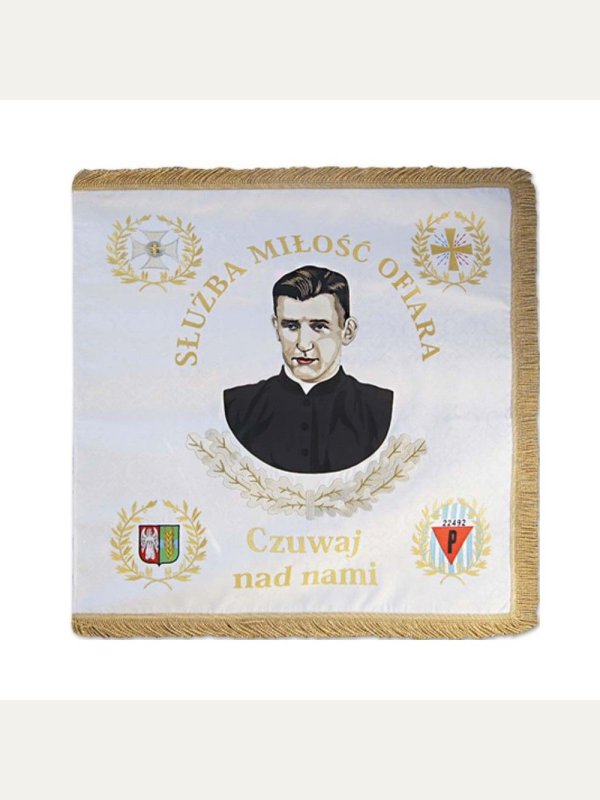 Sztandar z frędzlami i haftem (wzór przykładowy)