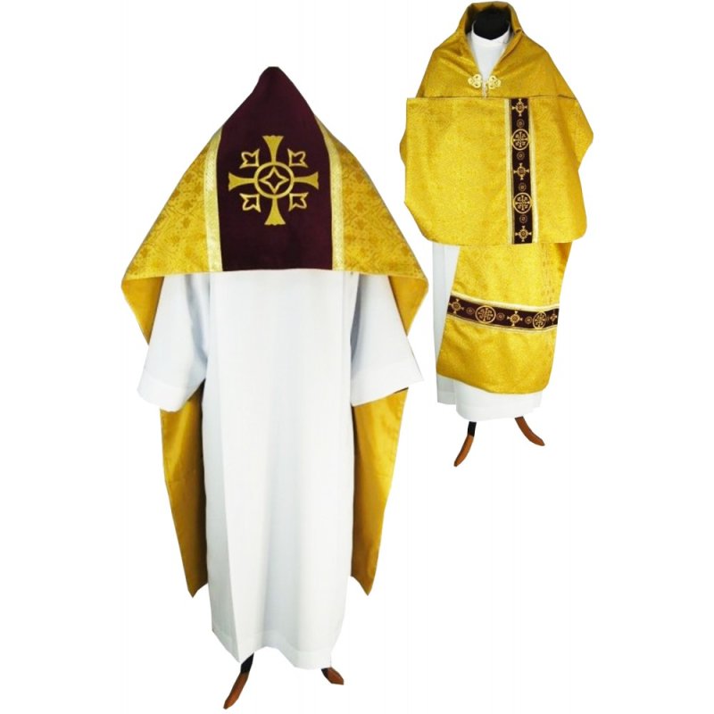 Welon liturgiczny aksamit - złoty krzyż