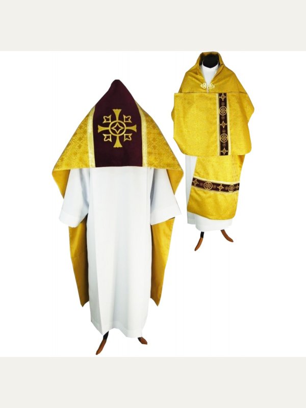 Welon liturgiczny aksamit - złoty krzyż