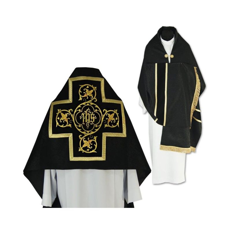 Welon liturgiczny czarny z frędzlami