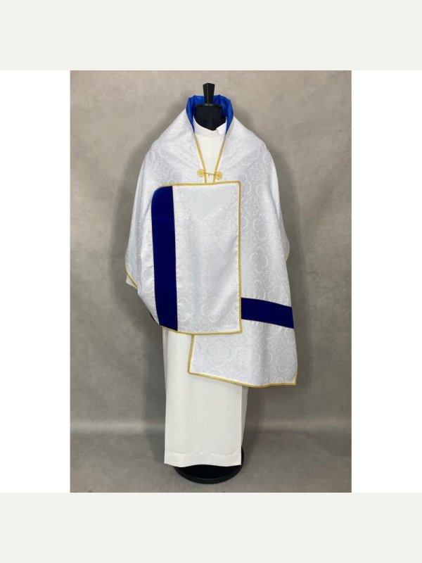 Welon liturgiczny ecru, pasy aksamit - Maryjny 2