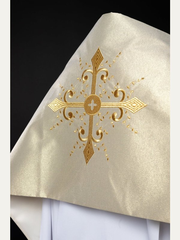 Welon liturgiczny, haftowany Krzyż - złoty