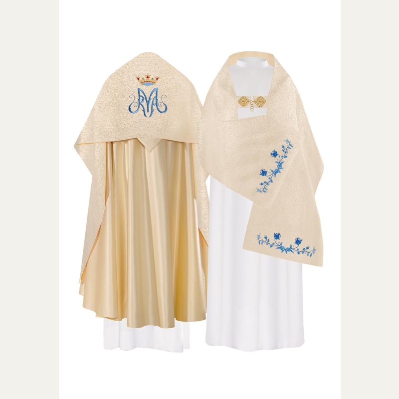Welon liturgiczny, haftowany maryjny - złoty