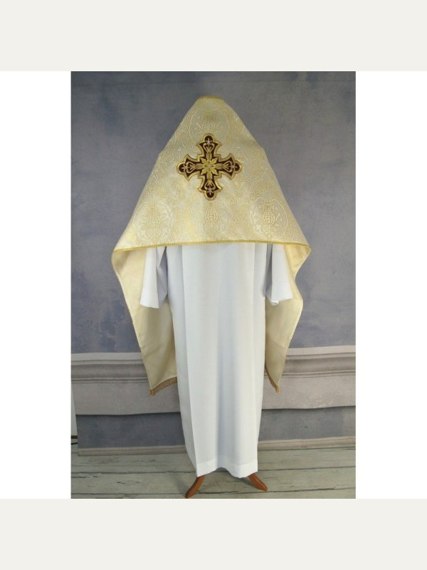 Welon liturgiczny krzyż brokat jasnozłoty 3