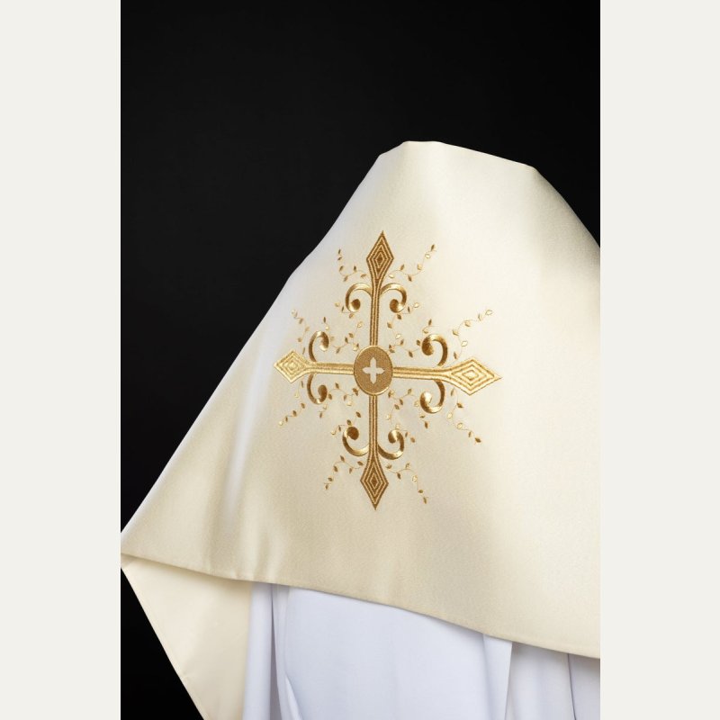 Welon liturgiczny Krzyż - ecru satyna