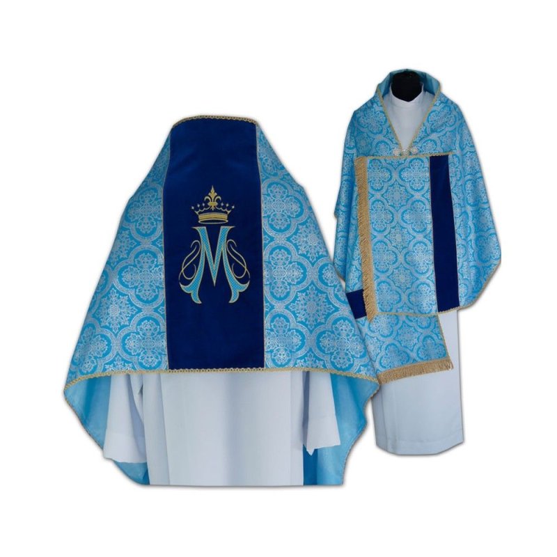 Welon liturgiczny Maryjny haftowany, pas aksamit