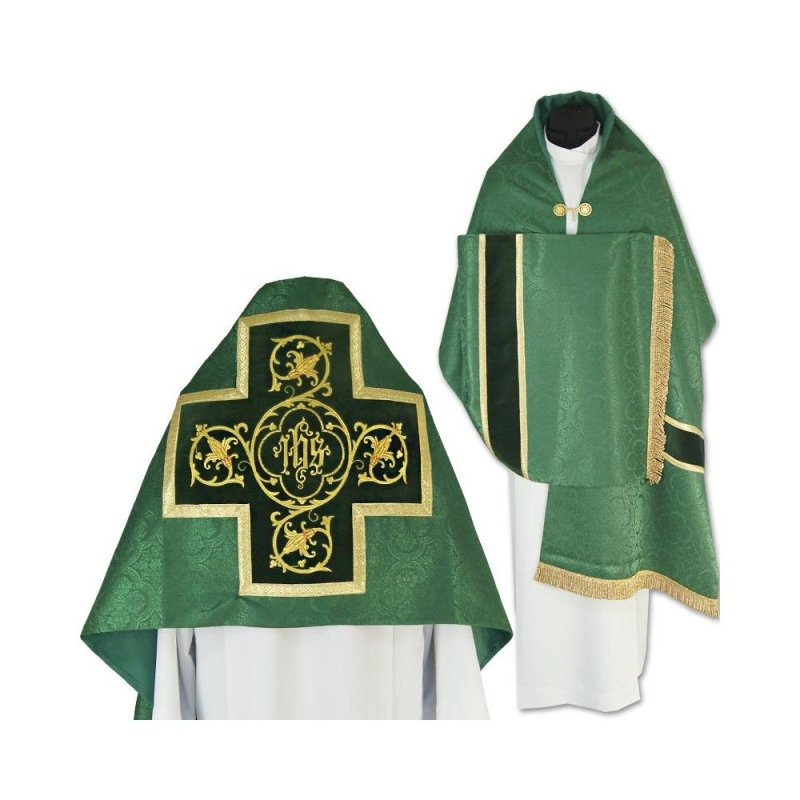 Welon liturgiczny zielony z frędzlami