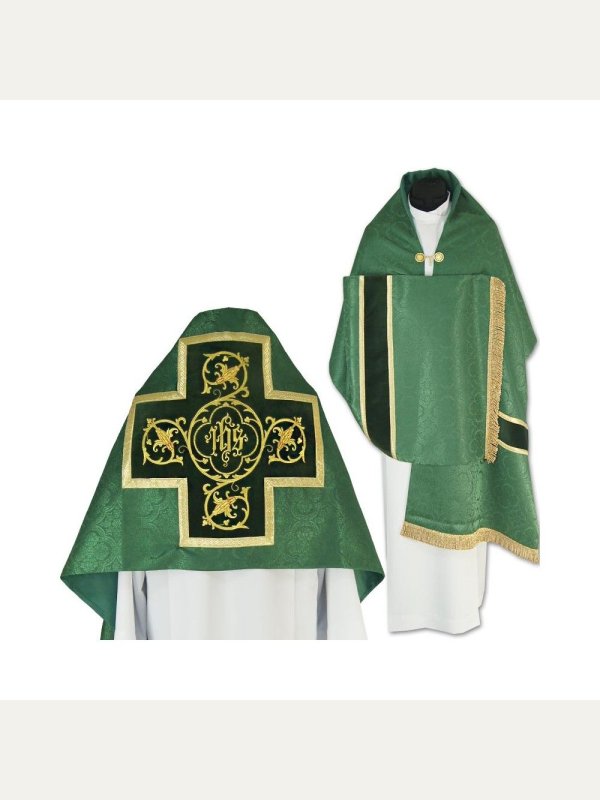 Welon liturgiczny zielony z frędzlami